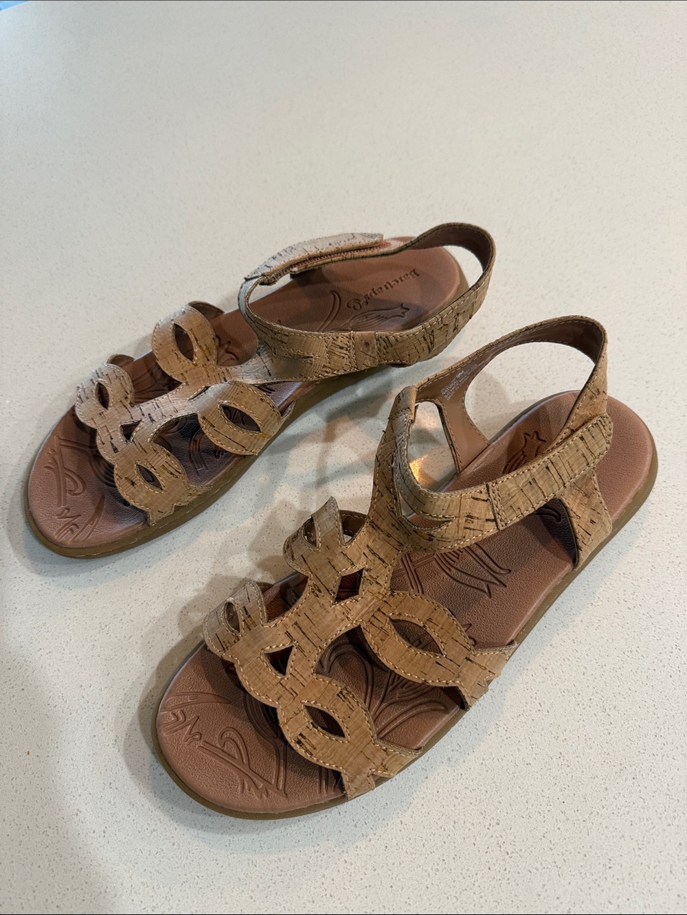 BareTraps Tan Cork-Style Strappy Slingback Sandals Size 9 - Picture 3 of 8